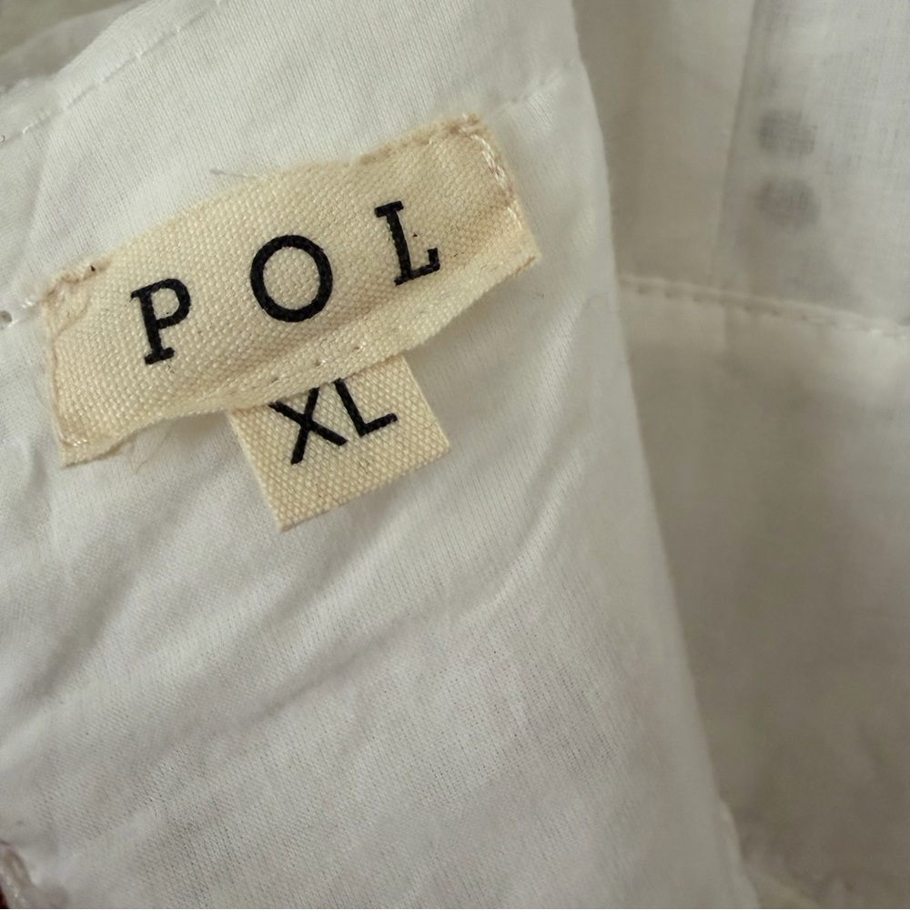 POL Embroidered Lace Eyelet Midi Dress White Cotton Boho Cottagecore Beach XL - Picture 3 of 10